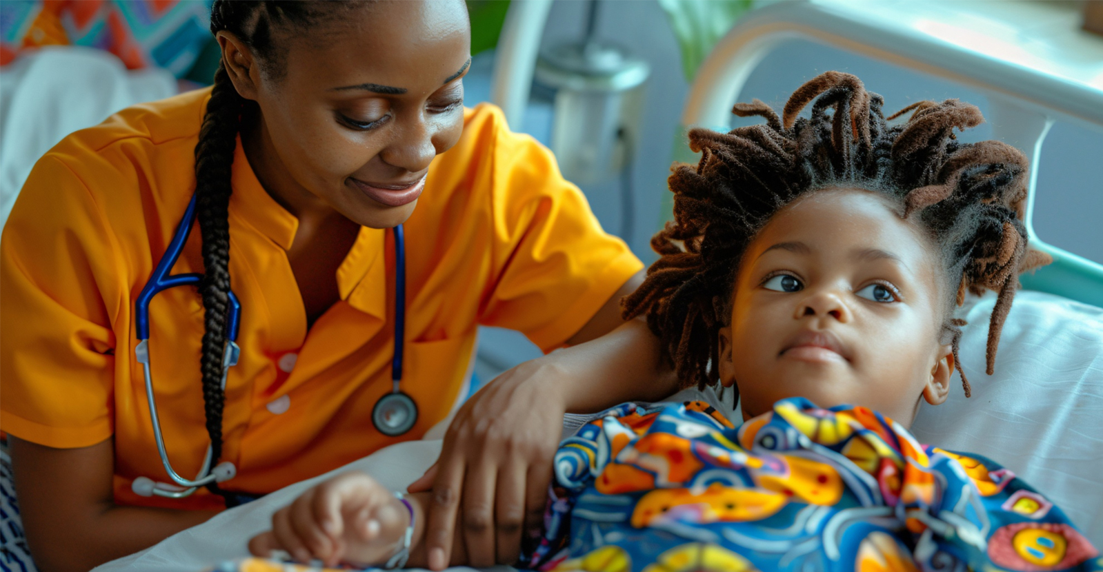 Nurse caring for a young child